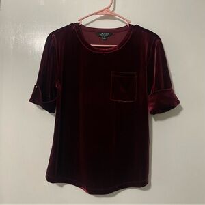 Lauren Ralph Lauren velvet red shirt size XS